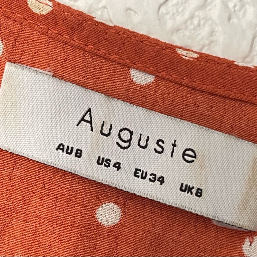 Auguste The Label Rust Lilly Day Classic Polka Dot Mini Dress Size 4 - Picture 12 of 12